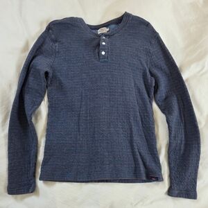 Faherty Mens Long Sleeve Henley Blue Orange Stripe Shirt Size Small